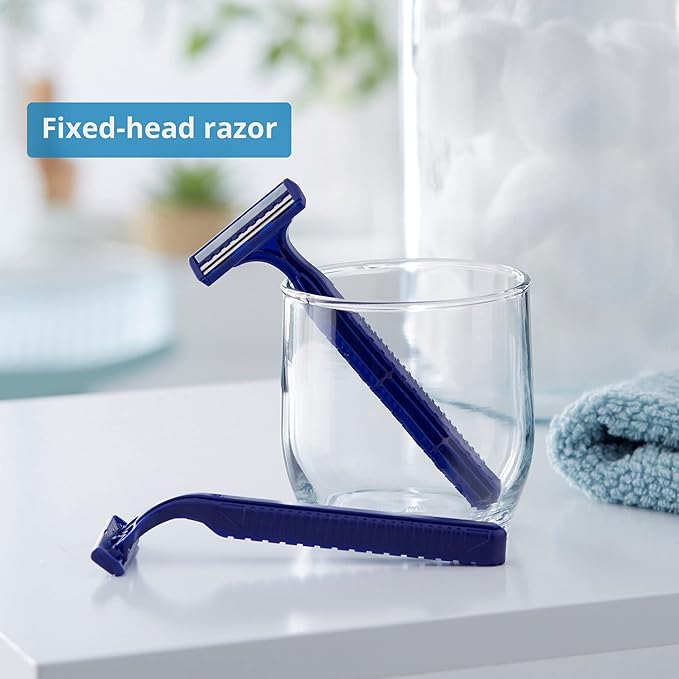 McKesson Disposable Razors, Stainless Steel Twin Blade, Lubricated Strip, Ribbed Handle, Blue, 10 Count, 12 Packs, 120 Total