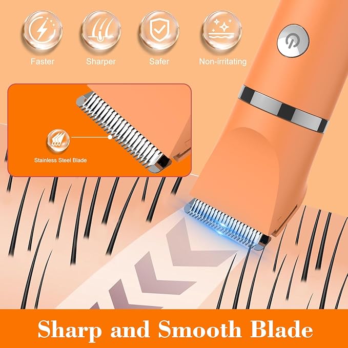 3-in-1 Electric Razor IPX7 Waterproof Bikini Trimmer Wet & Dry Use Painless Personal Trimmer Groomer for Ladies Face Body Legs Bikini Public Hairs Electric Lady Shaver with Replaceable Heads