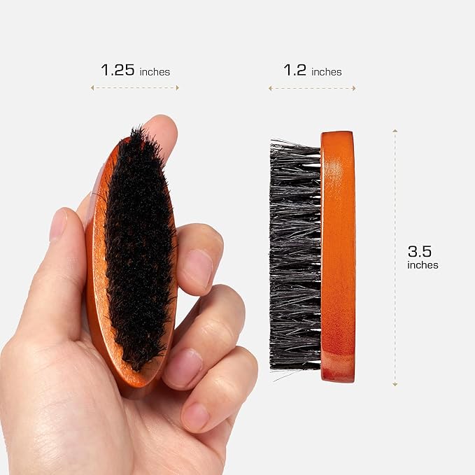 Red by Kiss Beard Brush with 100% Natural Boar Bristles for Men, Premium Wooden Brush, Beards Mustaches Grooming Shaving Comb, Tame and Soften Facial Hair (Pocket)