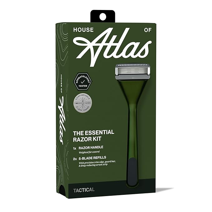Essential Razor for Men, Handle + 2 Razor Blade Refills, Precision Trim Edge (Tactical)