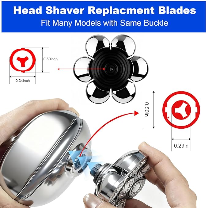 7 Head Shaver Replacement Head Shavers for Bald Men for Most Brand Men Foil Shaver Razor Universal Shaver Head,2pack