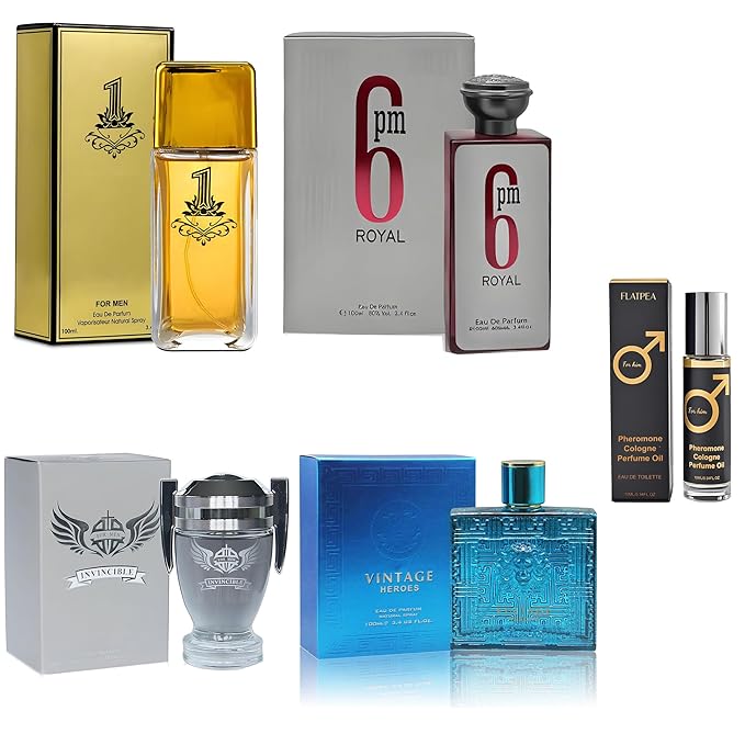 Men's Cologne Gift Set - Variety Pack of 4 Long Lasting Fragrances with 10ml Pheromone Cologne for Men Kit EDP/EDT (Combo D)