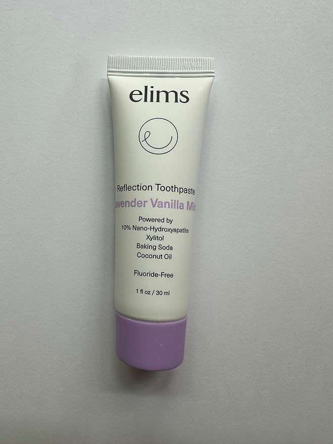 ELIMS Travel Size 10% Nano-Hydroxyapatite Toothpaste Fluoride Free - Xylitol Remineralizing Toothpaste for Whitening Sensitive Teeth - Lavender Vanilla Mint Toothpaste for Adults & Kids 1oz