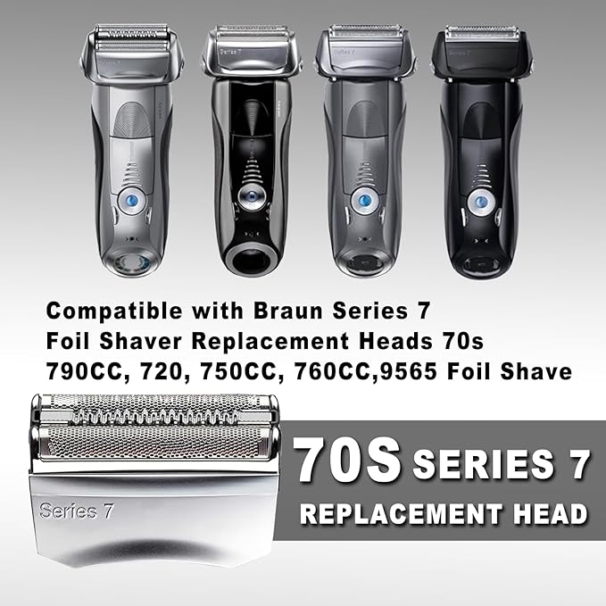 70S Series 7 Electric Shaver Replacement Head Compatible with Braun Series 7: 720cc, 730cc, 735s, 750cc, 760cc, 790cc, and 795 so on