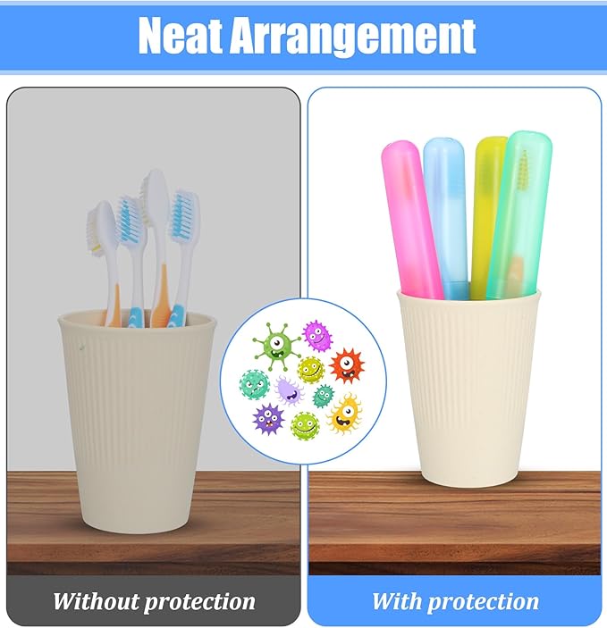 6 Pcs Toothbrush Travel Containers, Portable Plastic Toothbrush Container in Assorted Colors for Travel Camping & Daily Use