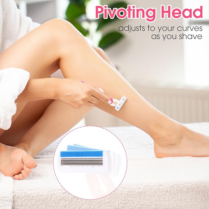 36 Pcs Sensitive Women's Disposable Razors Bulk 3 Blade Sensitive Skin Disposable Razors for Women Individually Packaged Travel Size Toiletries Ideal for Hotel Travel Donate Daily Use