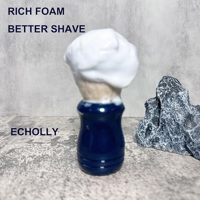 Shaving Brush for Men – Nylon Bristles with Deep Blue Plastic Handle – Professional Shaving Tool for Lathering & Skin Preparation – Durable & Ergonomic Design (Blue Point)