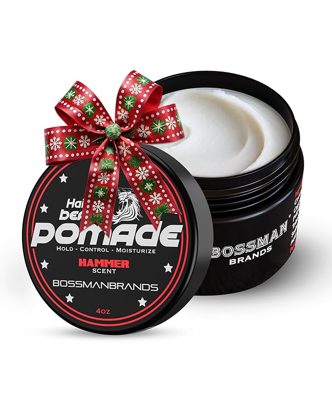 Bossman Hair & Beard Pomade for Men (Hammer Scent) – Medium Hold & Moisturizing for Hair, Beard & Mustache Styling – Made in USA
