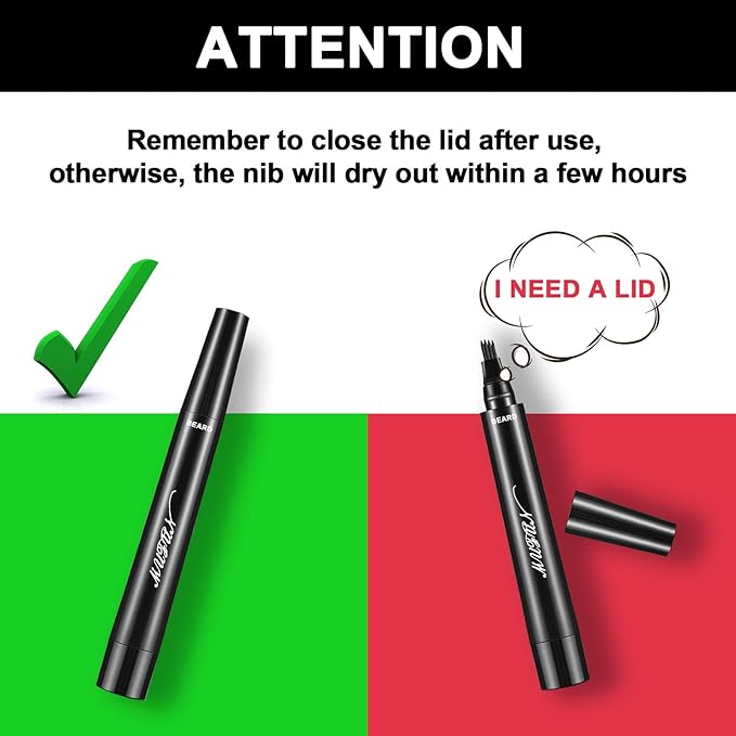 Beard Pencil Filler for Men - Sweat Proof, Water Resistance, Long Lasting & Natural Finish barber Pencil, Mustache Repair Shape (NORMAL BRUSH, BLACK)