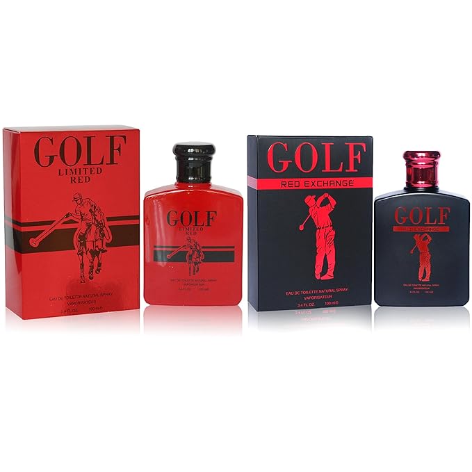 Men's Cologne Golf Limited Red& Golf Red ExchangeEau de Parfum Gift Set - 3.4 Fl Oz Each | Citrus Spicy & Woody Ambergris Fragrance | Luxury Perfume for Day & Night