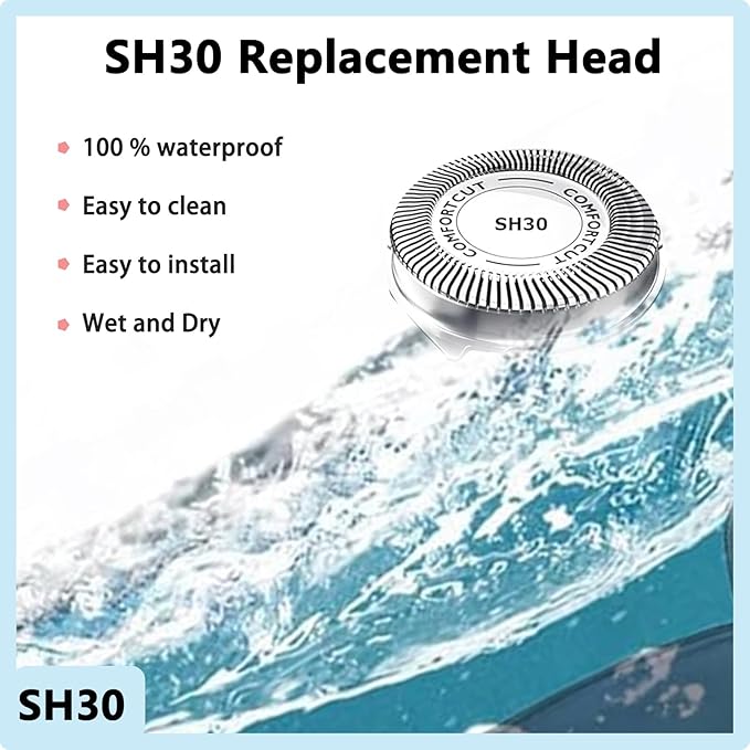 SH30/52 Replacement Heads Compatible with Philips Norelco Shaver Series 3000, 2000, 1000 and S1560 with Durable Sharp Blade, Razor Blades for Philips Norelco Shaver 3800, 3600, 2400 5000X and Rounded