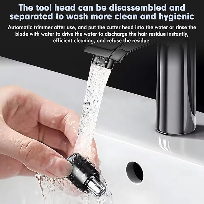 Nose Hair Trimmer for Men Women, Eyebrow and Facial Hair Trimmer, Double-Edged Blade, USB Rechargeable, Painless Trimming