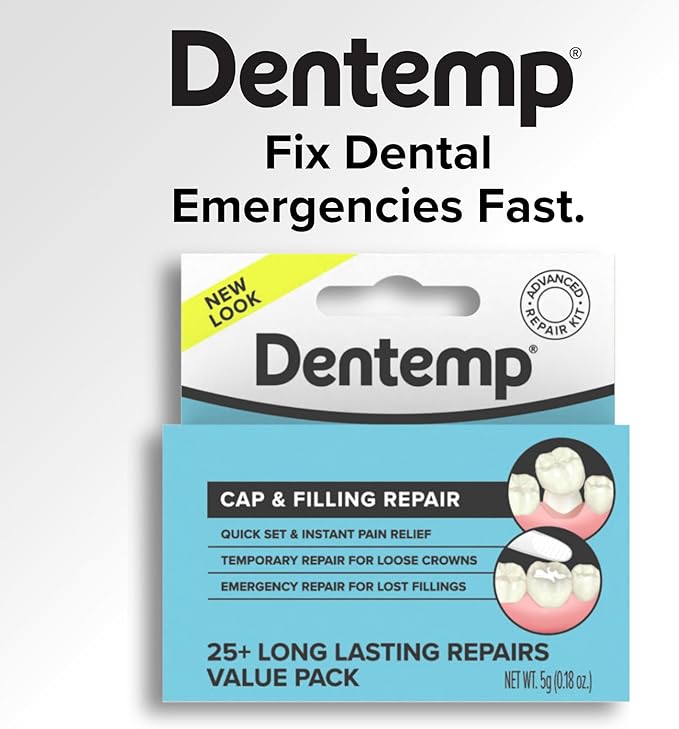 Dentemp Maximum Strength Loose Cap and Lost Filling Repair - Dental Repair Kit for Instant Pain Relief - Value Pack (Packaging May Vary)
