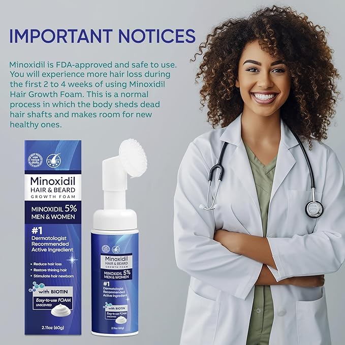 5% Minoxidil Foam for Men and Women, Minoxidil for Men Foam for Hair and Beard, Minoxidil for Women Hair Growth (6 Ounce)