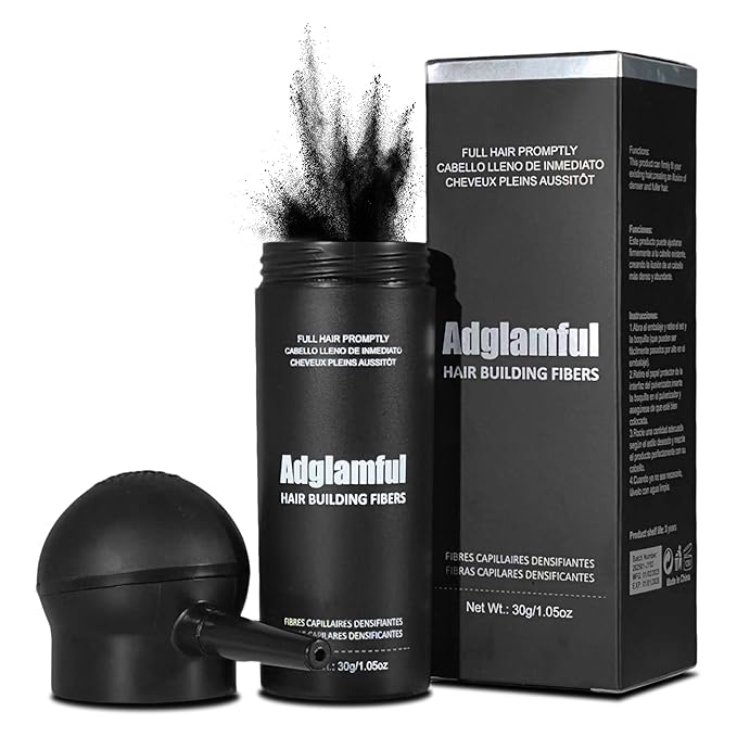 Hair Fibers for Thinning Hair, Hair Building Fibers Spray with Spray Applicator, Undetectable & Long-lasting, Instant Hair Coverage for Men & Women (Black, 30g)