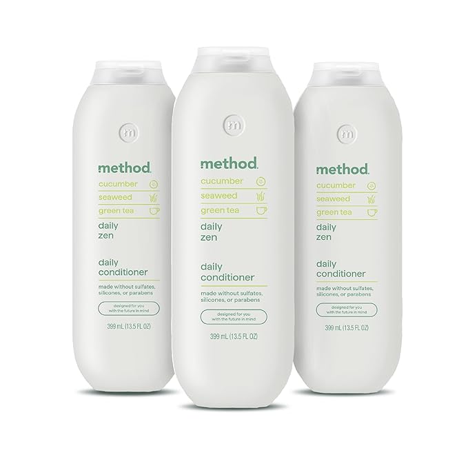 Method Daily Zen Conditioner - Nourishes & Hydrates, Safe for Color-Treated Hair - Sulfate free, Paraben free & Silicone Free - 13.5 oz, Pack of 3