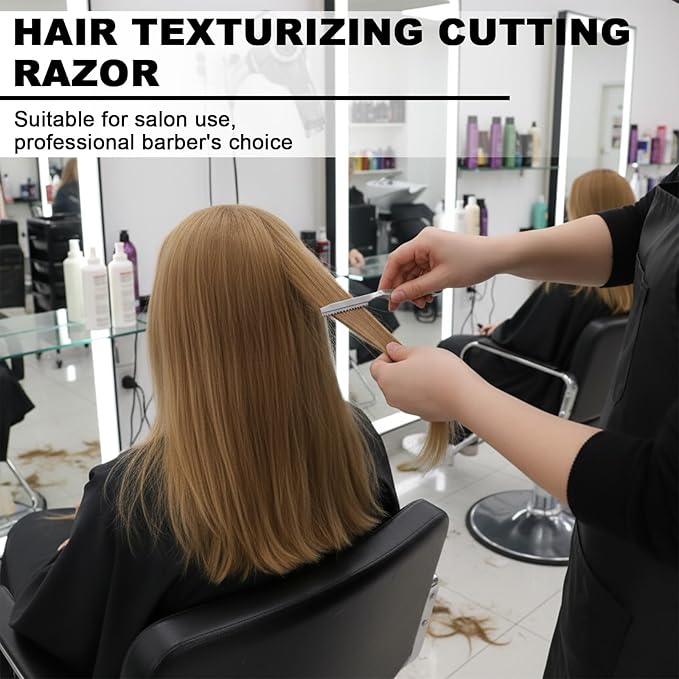 Stainless Steel Hair Thinning Styling Razors for Cutting Hair Professional Texturizing Cutting Razor Styling Texturizing Cuttings Razor Tool for Men Women Salon Home Use with 10 Pcs Blades
