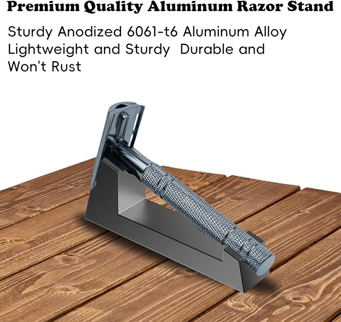 Aluminum Alloy Razor Stand, Safety Aluminum Men's Shaving Stand Black for Bathroom Countertops, Compatible with Henson AL13, AL13-M and Ti22, Anti-Rust and Durable