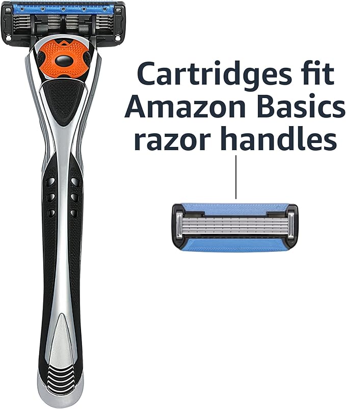 Amazon Basics 5-Blade MotionSphere Razor for Men with Dual Lubrication and Precision Beard Trimmer, Handle & 2 Cartridges (Cartridges fit Amazon Basics Razor Handles only) (Previously Solimo)