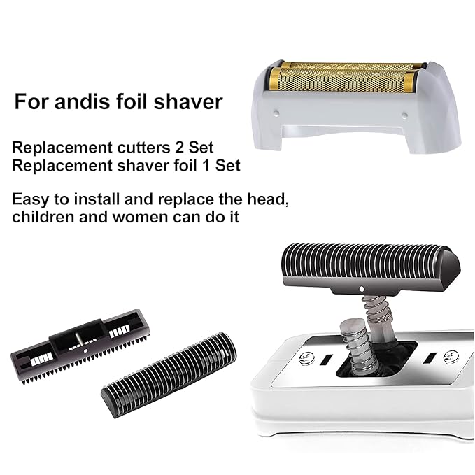 2 Pack Pro Shaver Replacement Foil and Cutters compatible with"andis #17150 shaver foil replacement" Golden
