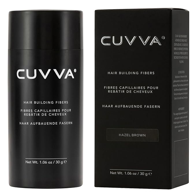 CUVVA Hair Building Fibers (30g) - Instantly Fill in Fine and Thinning Hair to Create a Thicker, Fuller Look - 13 Different Shades for Men & Women - Hazel Brown