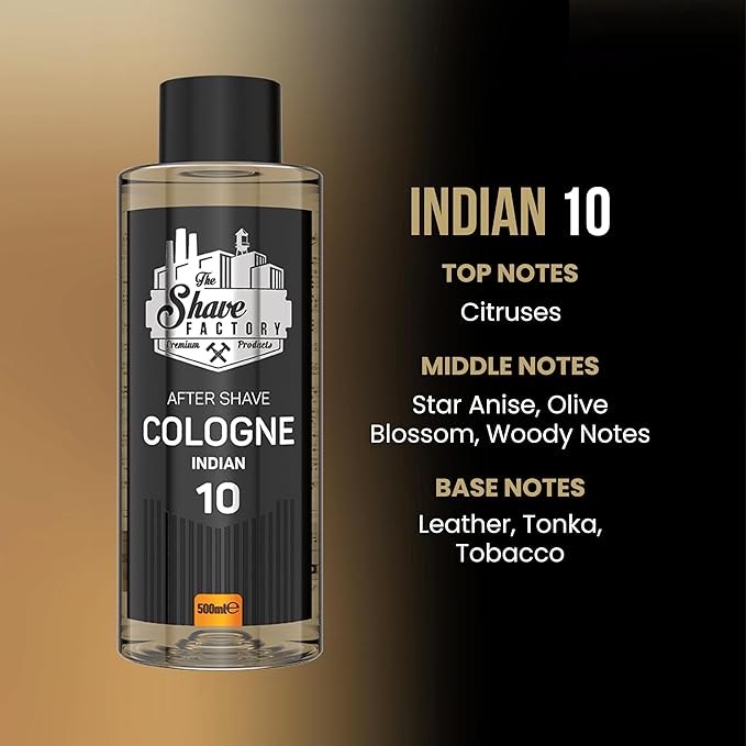 the shave factory After Shave Cologne Series - Cologne for Men, Aftershave for Men, Refreshes and Relieves Face and Skin (10 Indian)