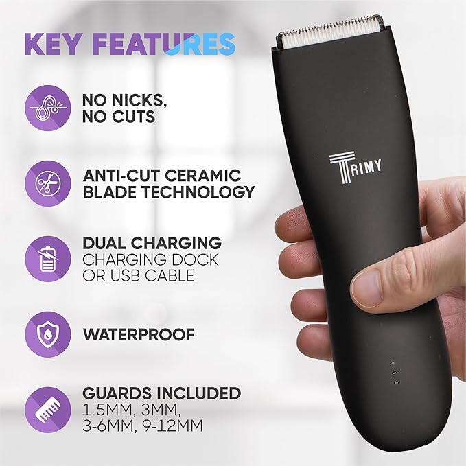 Body Hair Trimmer for Men and Women, Ball and Groin Trimmer, Bikini Trimmer, Pubic Hair, Manscaping, Waterproof, Wireless Grooming, Body Shaver, Manscape (Pink)