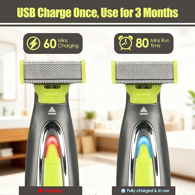 Beard Trimmer for Men, Rechargeable Face & Body Hair Trimmer, Washable Mens Electric Razors for Shaving Face, Beard, Mustache Trimmer, Double Sided Tooth Razors for Teen Boys
