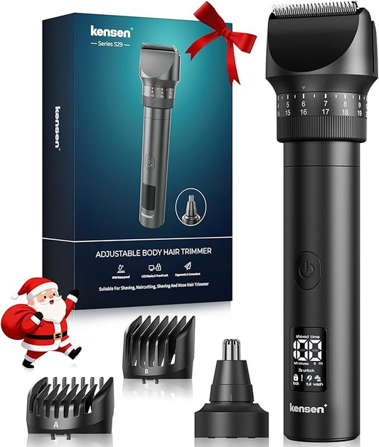 Beard Trimmer for Men - Professional 42 Adjustable Length Settings Hair Clippers, Christmas Gift Body Hair Trimmer for Men Precision Shaving Facial Head Nose Trimmers LED Display Mustache Trimmers