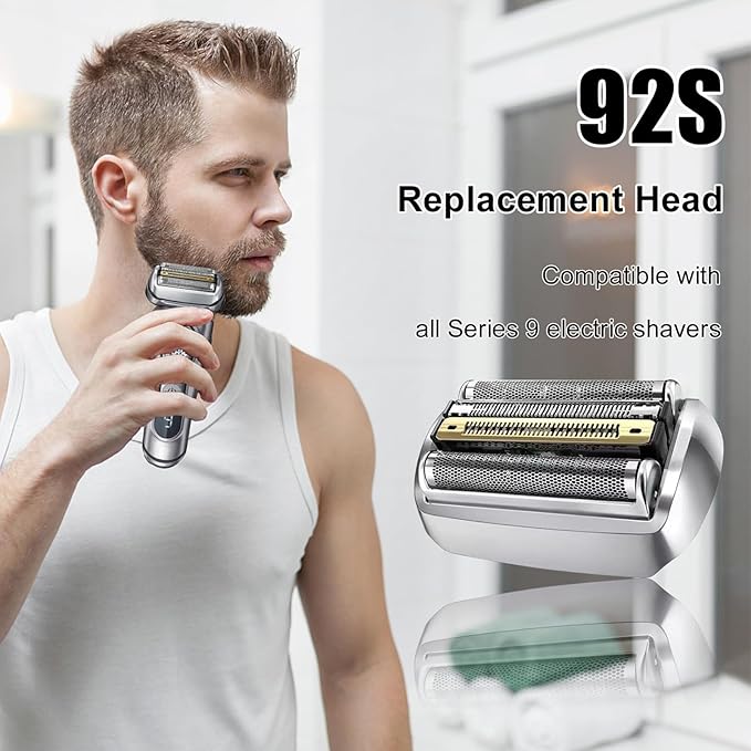 92S Series 9 Shaver Replacement Heads Compatible with Braun Series 9 Electric Razors 290cc, 9291cc, 9370cc, 9293s, 9385cc, 9390cc, 9330s, 9296cc,Compatible with Braun Series 9 Pro Replacement Heads