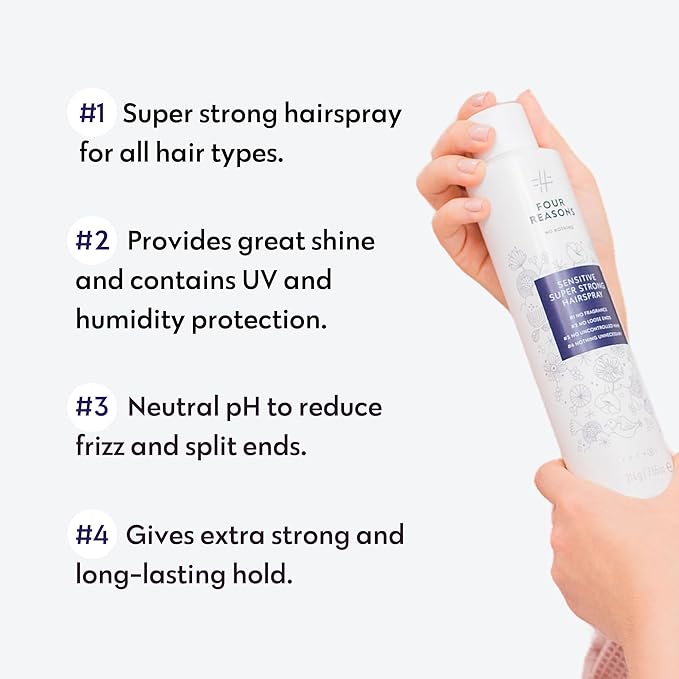 No nothing Sensitive Super Strong Hairspray for Women, Unscented & Hypoallergenic Finishing Spray for Sensitive Scalp, Extra Strong Hold Hair Spray Women, Humidity & UV Protection, 7.5 oz
