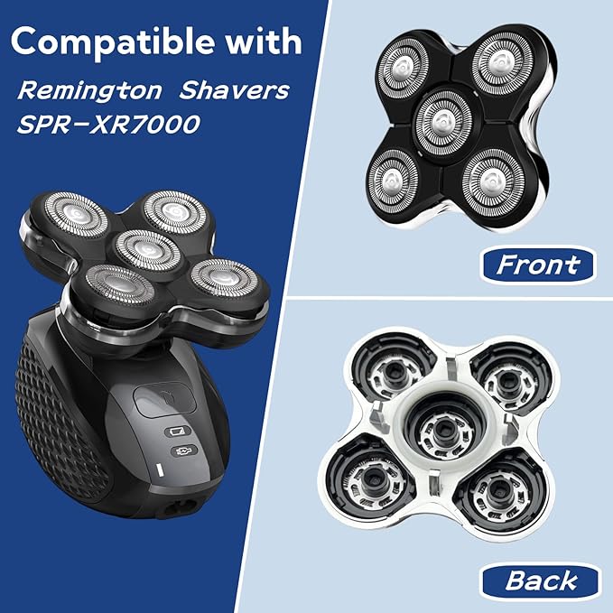 Balder Pro Replacement Head for Remington Balder Pro Head Shaver SPR XR7000,5 Dual Track Heads for Remington Shaver Replacement Heads-Precision Electric Shaving for Bald Men.(2Pack)
