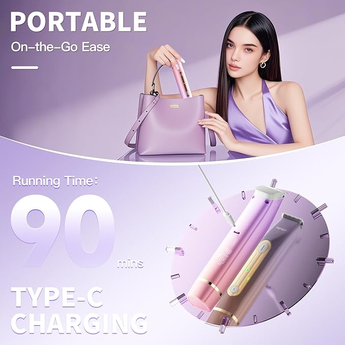 Bikini Trimmer for Women, Electric Razors with Dual Heads, Rechargeable Pubic Hair Trimmer with IPX7 Waterproof, Painless Pro Shaver for Underarm Leg Arm Body Face Private Area（DuskyRose）