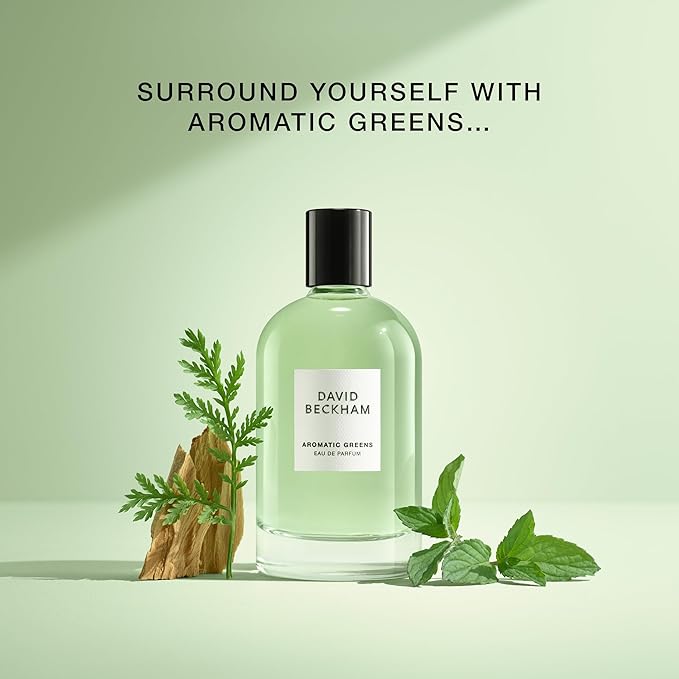 David Beckham Aromatic Greens Eau de Parfum 3.3 fl oz (Pack of 1), Notes of Lemon, Green Apple, and Cedarwood, Men's Fragrance, Long Lasting, Everyday Fragrance, Travel Size