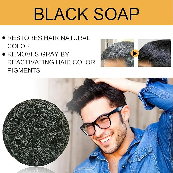 Gray Hair Reverse Bar, Black Hairs Soap For Men & Women, Hydrating & Moisturizing Scalp Care, For Gray Beard & Mane (2)