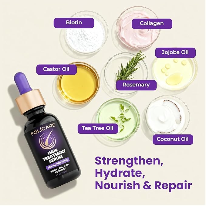 Thickening Hair Growth Serum for Women & Men (2Pack), Biotin Collagen & Rosemary Scalp Serum for Hair Density & Hydrating, Densifying Hair Serum Regrowth Oil for Hair Loss