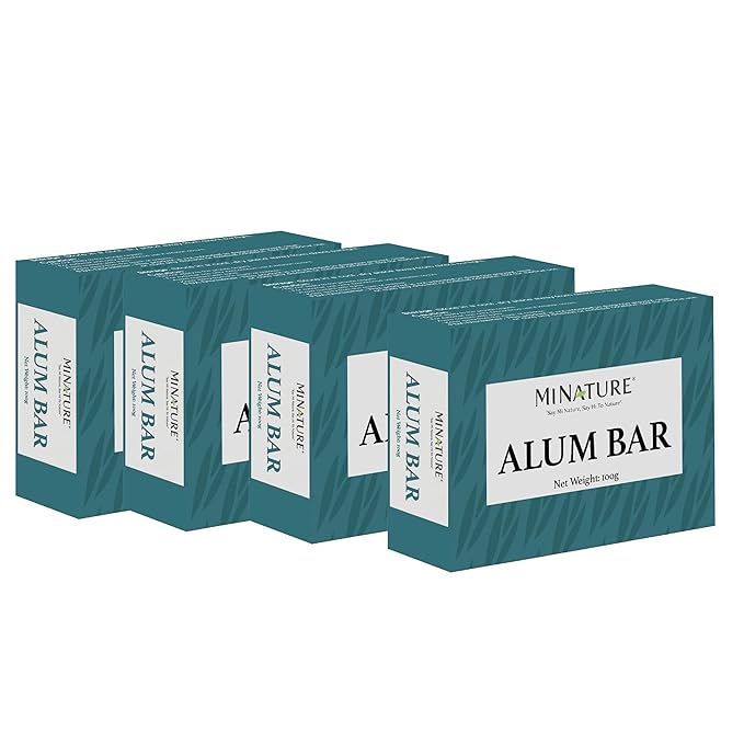 Mi Nature Pure Alum Bar Pack of 4(100g*4)|Natural Phitkari Block |Potassium Alum Stone |Shaving Bar |Skin Astringent |Water Clarifier |Odor Control