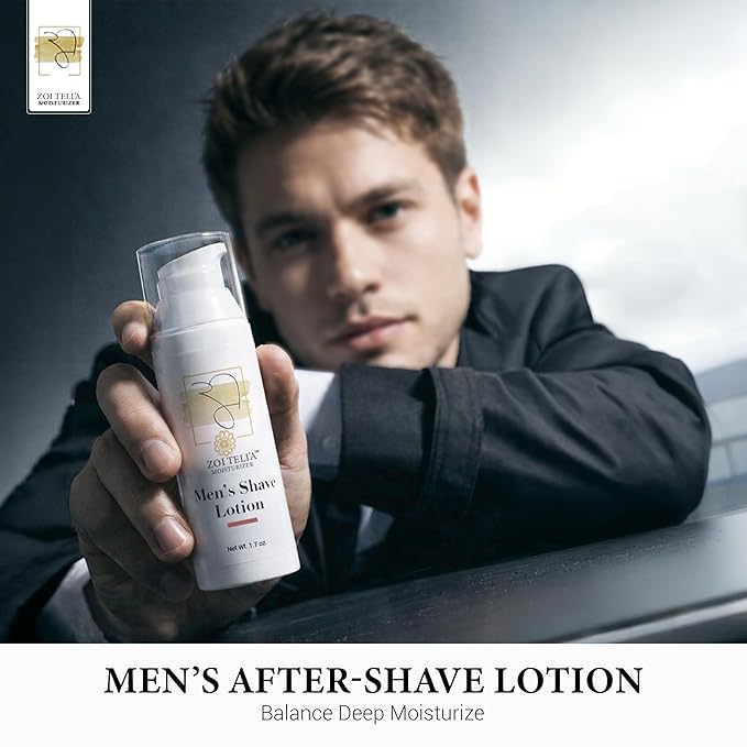 Zoi Teli'a Men’s After Shave Lotion Balance Deep Moisturize, Hydrate & Gentle on Skin with Cucumber, Coconut Oil & Glycerin - Fast Absorbing, Non-Sticky Skin Care Formula for Daily Use – 1.7 Oz