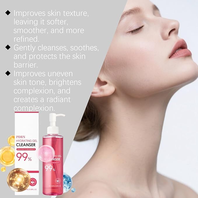 PDRN Face Wash, Korean Hydrating Facial Cleanser with Collagen, Deep Pore Cleansing Foam, Daily Gentle Face Wash for Women & Men Sensitive & Dry Skin Care