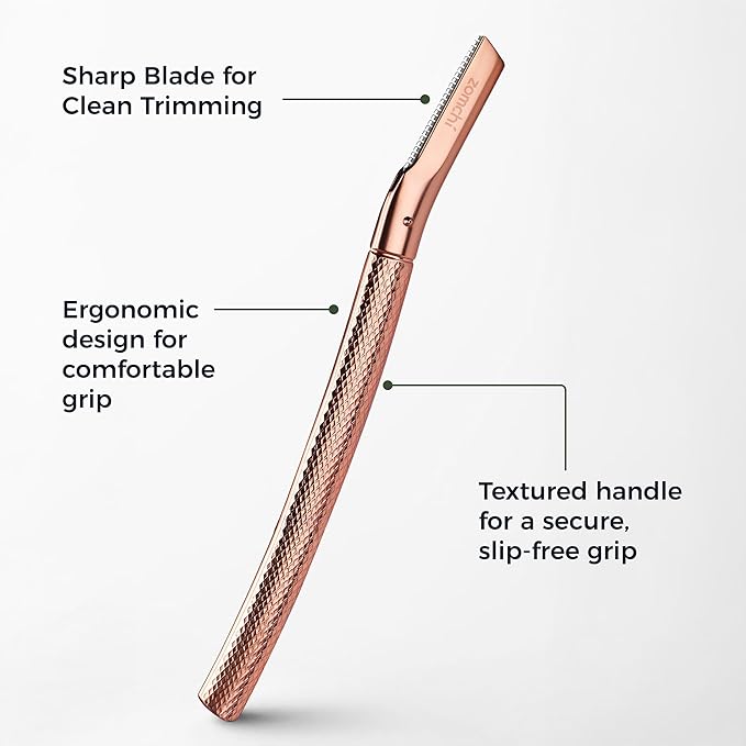 ZOMCHI Eyebrow Razor, Face Razors for Women&Men, Eyebrow Trimmer Shaper with Precision Cover,Facial Shaver with 6 Blades (Rose Gold)