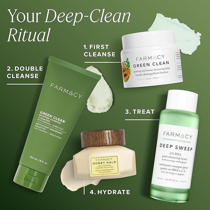 Farmacy Foaming Face Wash for Oily Skin - Whipped Greens Oil-Free Gentle Facial Cleanser & Exfoliator - Infused with Green Clay to Remove Impurities, Control Oil & Maintain Skin Hydration (50ml)