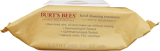 Burt's Bees Facial Cleansing Towelettes for Normal Skin with White Tea Extract, 30 Count