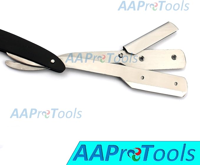STRAIGHT EDGE BARBER SHAVING RAZOR, STEEL MATTE BLACK FOLDING STRAIGHT RAZOR, USES SINGLE EDGE REPLACEABLE BLADES A+ QUALITY