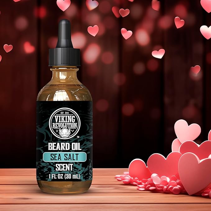 Viking Revolution Sea Salt Beard Oil for Men - Natural Mens Beard Oil with Argan Oil and Jojoba Oil - Beard Softener, Strengthens and Moisturizes - Beard Conditioner for Men (Sea Salt, 1 Pack)