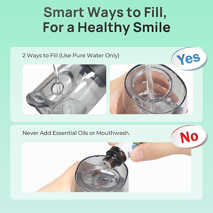 OPERAN Water Flossers for Teeth, Cordless Portable Water Flossers for Adults Braces, IPX7 Waterproof with 4 Modes, 4 Professional Nozzles, 300ml Tank & 21 Days Runtime for Travel, Black, 1Pack