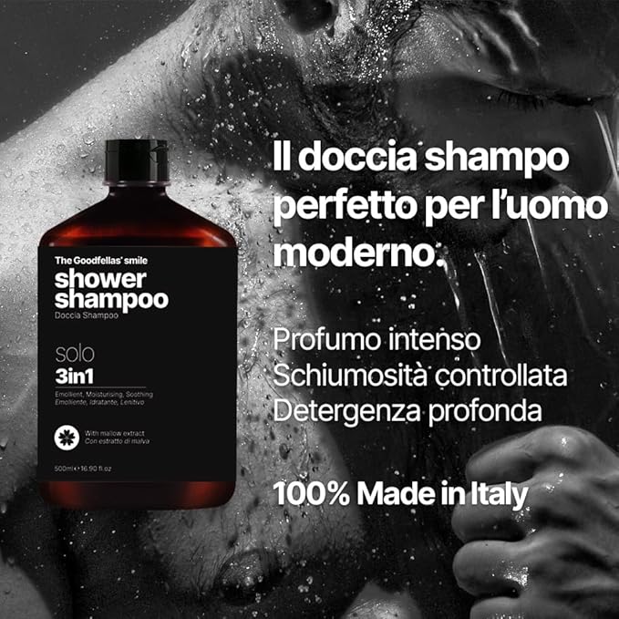 The Goodfellas' smile, SOLO Shave Soap, 3 in 1 Shower Shampoo, and Aftershave Splash Bundle, Made in Italy