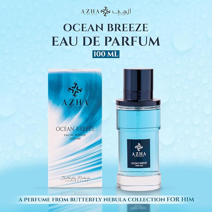 Ocean Breeze Eau De Parfum Men Spray 100ML (3.38 OZ) Arabian Perfume for Men Aromatic Fougere Notes Of Lemon, Mandarin And Musk, Long Lasting Perfume For Men, Luxurious Fragrance