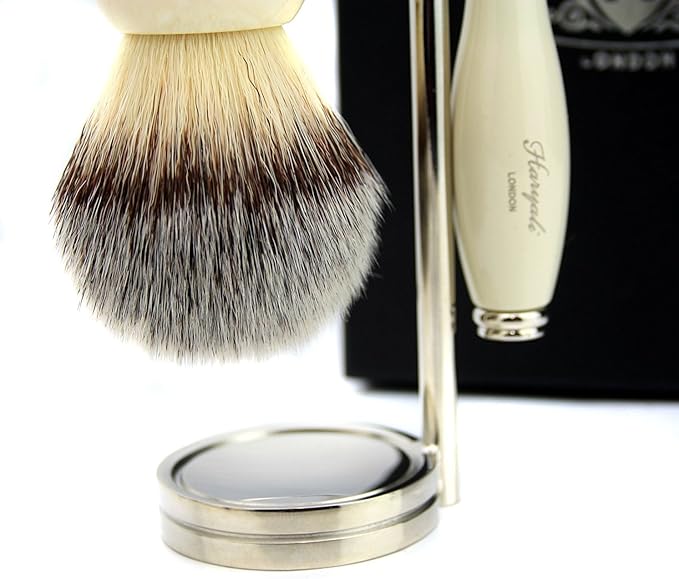 3 Pcs Men's Shaving Set Includes Synthetic Hair Shaving Brush & 5 Edge Cartridge Shaving Razor & Dual Stand