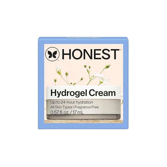 Honest Beauty Mini Hydrogel Cream with Hyaluronic Acid, Lightweight Moisturizing Water Gentle for Sensitive Skin, Fragrance-Free, Vegan, Travel Size, .57 fl oz