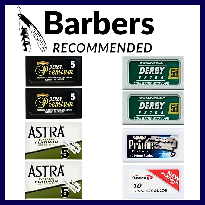 Double Edge Safety Razor Blades Sampler Pack for Men-Includes 3 Top Global Brands: Dorco Astra Derby-Comfortable Shaving –Fits All Double Edge Safety Razors (50)